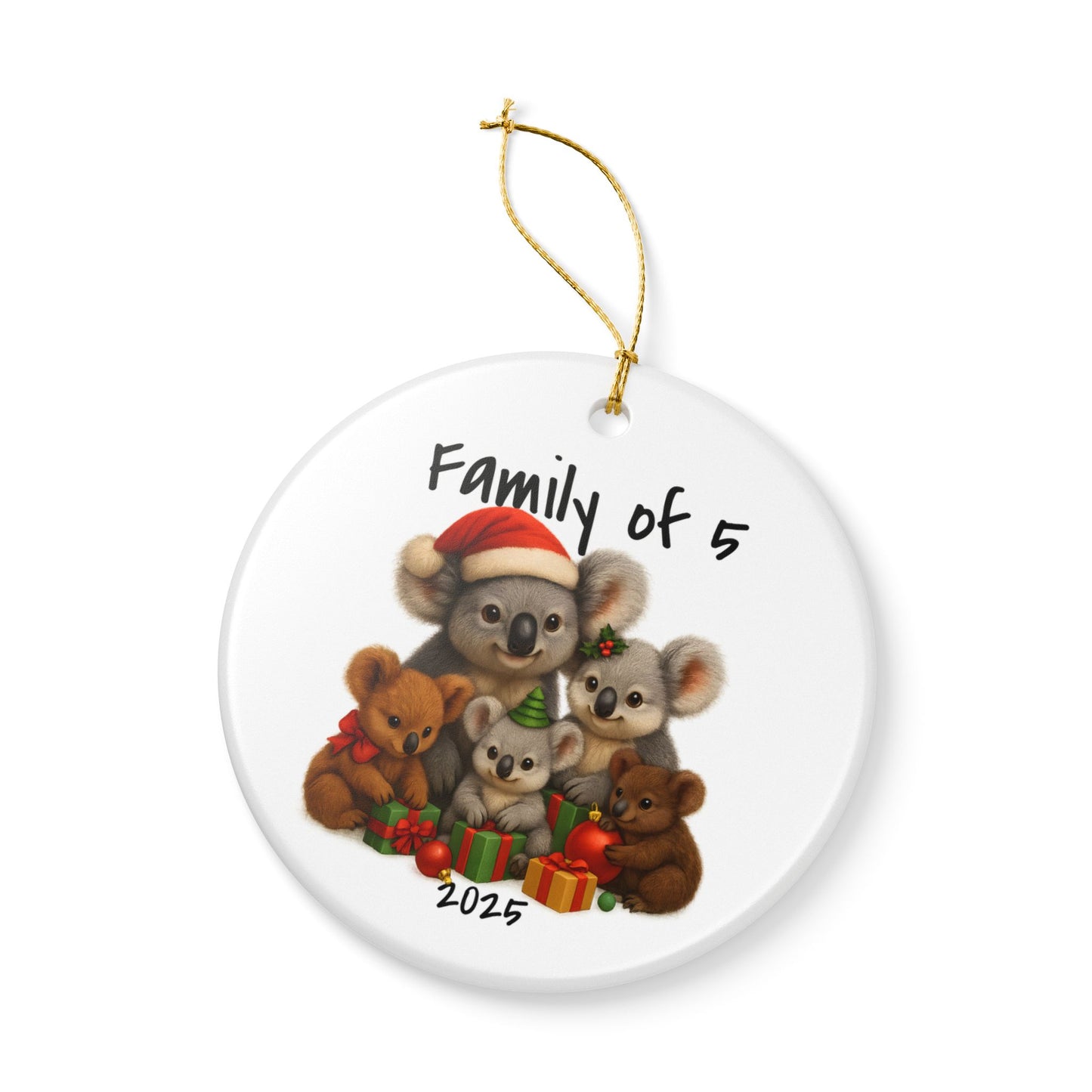 Single Parent Family of 5 Australian Animal Christmas Ornament – Koala Design – 2025 Festive Keepsake