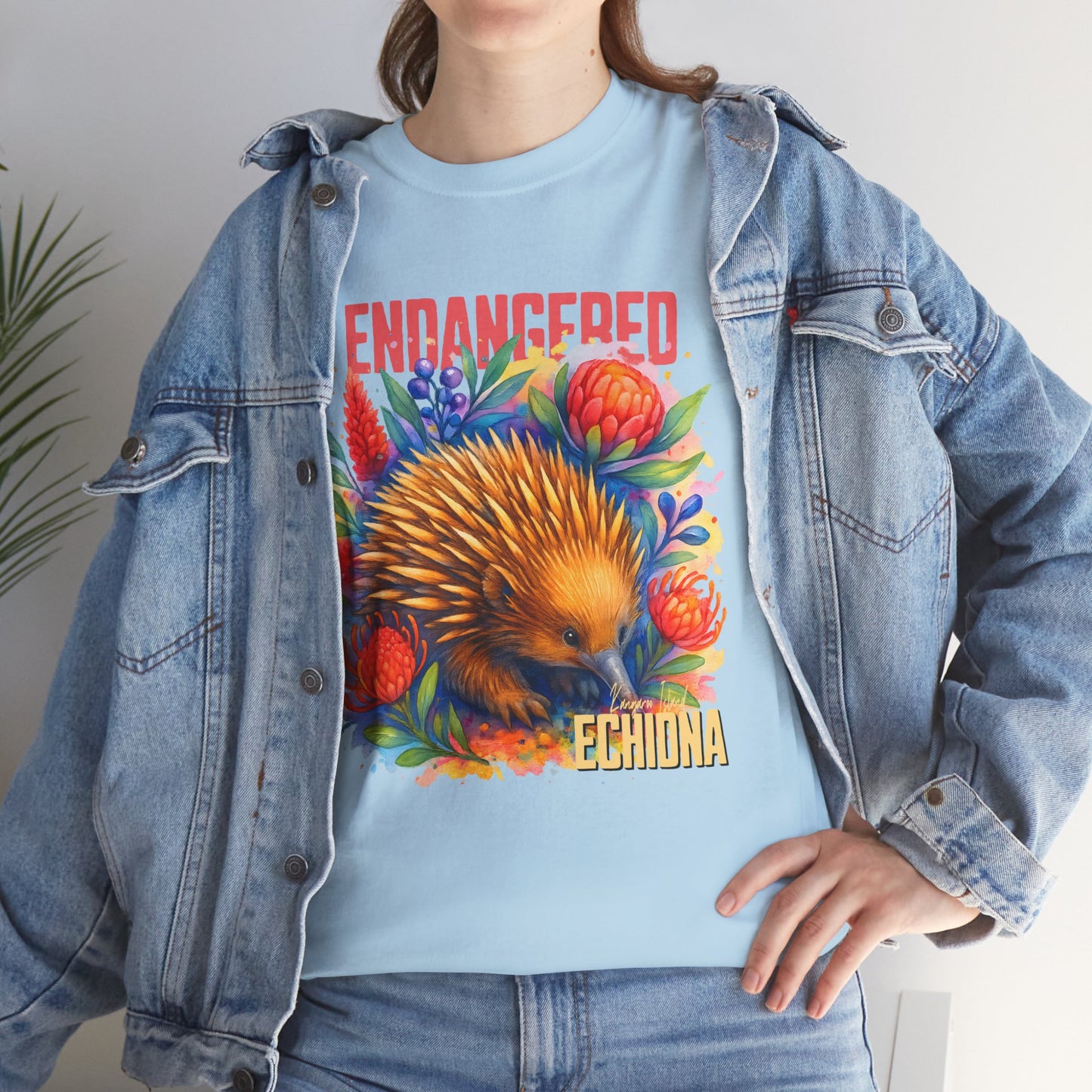 Endangered Kangaroo Island Echidna – Adult T-Shirt | Australian Wildlife Conservation Design | Waratah and Wood Hearts and Habitats
