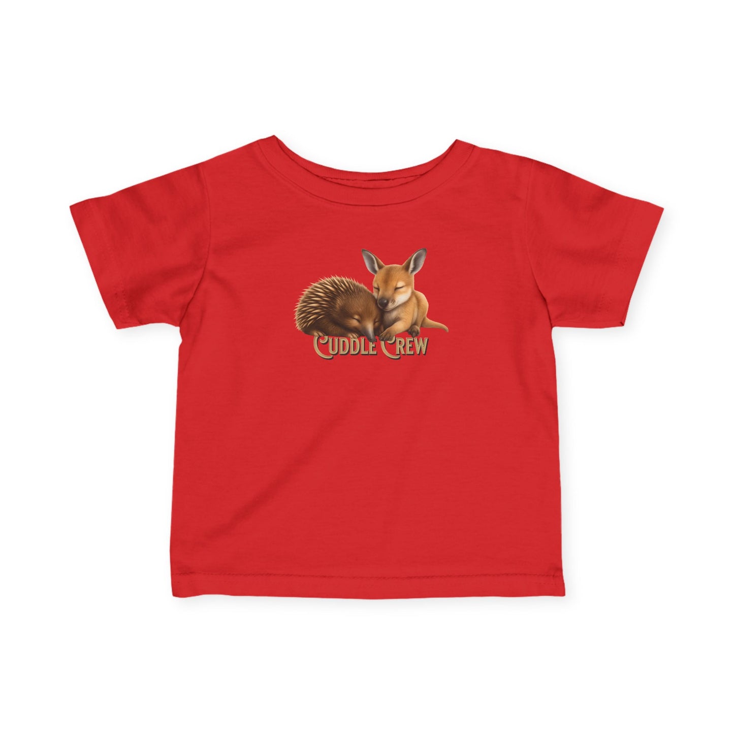 Cuddle Crew - Baby T-Shirt | Kangaroo and Echidna Australian Wildlife Design | Gumleaf Gang Bushland Bonds