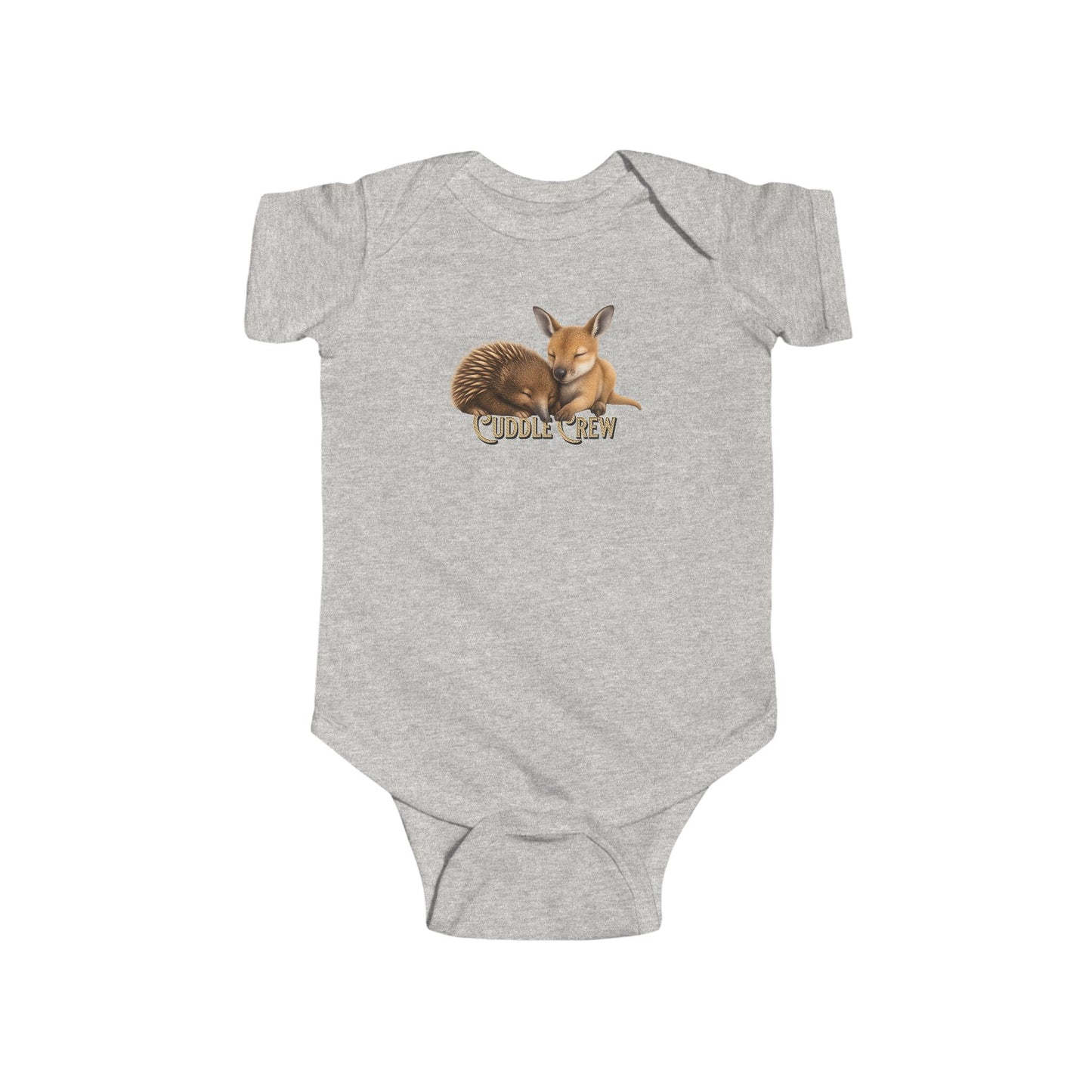 Cuddle Crew - Baby Romper | Kangaroo and Echidna Australian Wildlife Design | Gumleaf Gang Bushland Bonds