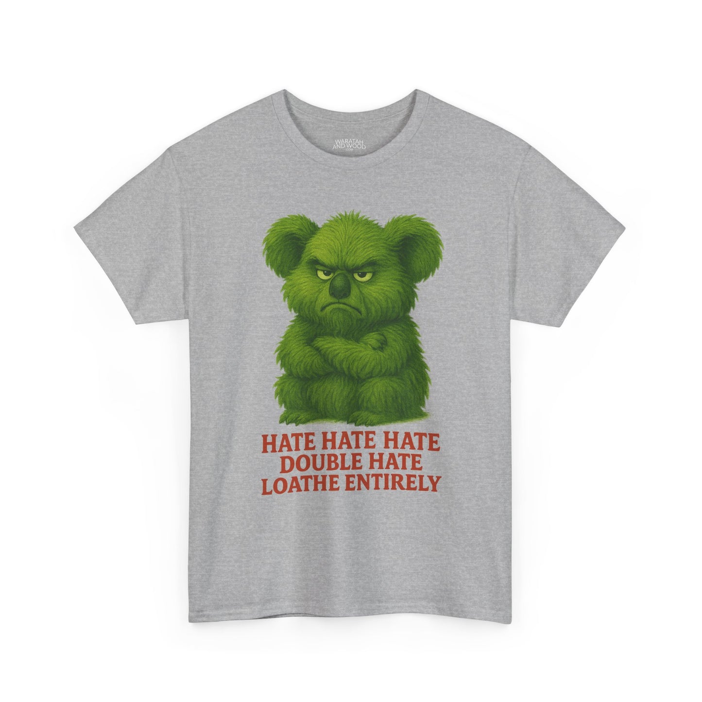 Grumpy Green Koala Christmas – Adult T-Shirt | Native Wildlife Design | Gumleaf Gang Festive Friends