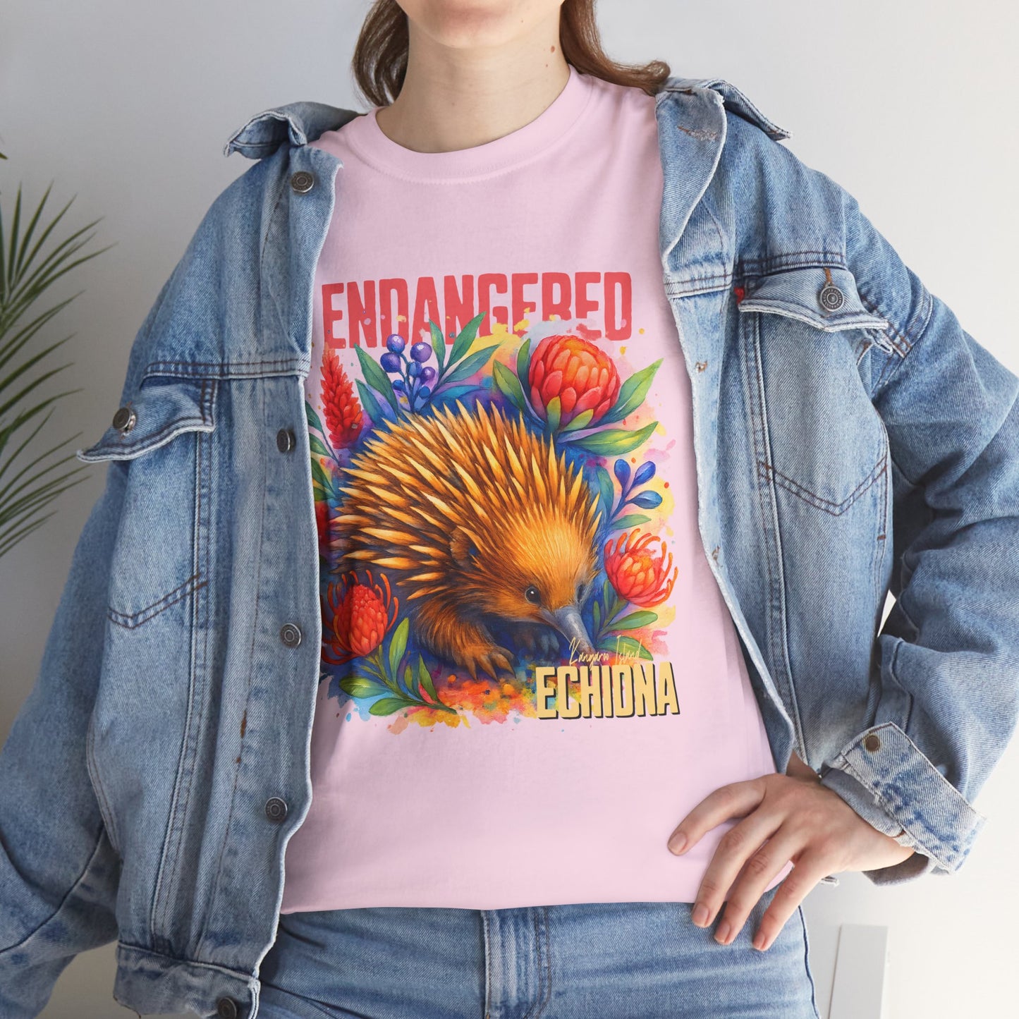 Endangered Kangaroo Island Echidna – Adult T-Shirt | Australian Wildlife Conservation Design | Waratah and Wood Hearts and Habitats