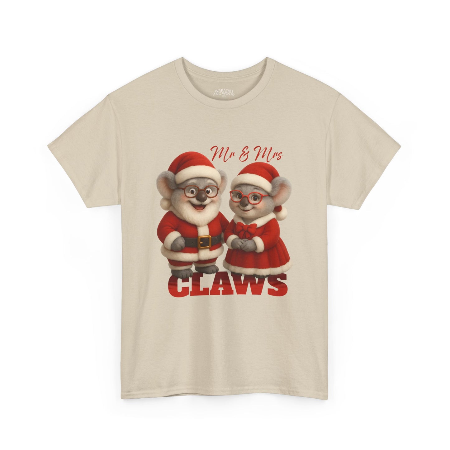 Mr and Mrs Claws – Adult T-Shirt | Koala Santa and Mrs Claws Design | Gumleaf Gang Festive Friends