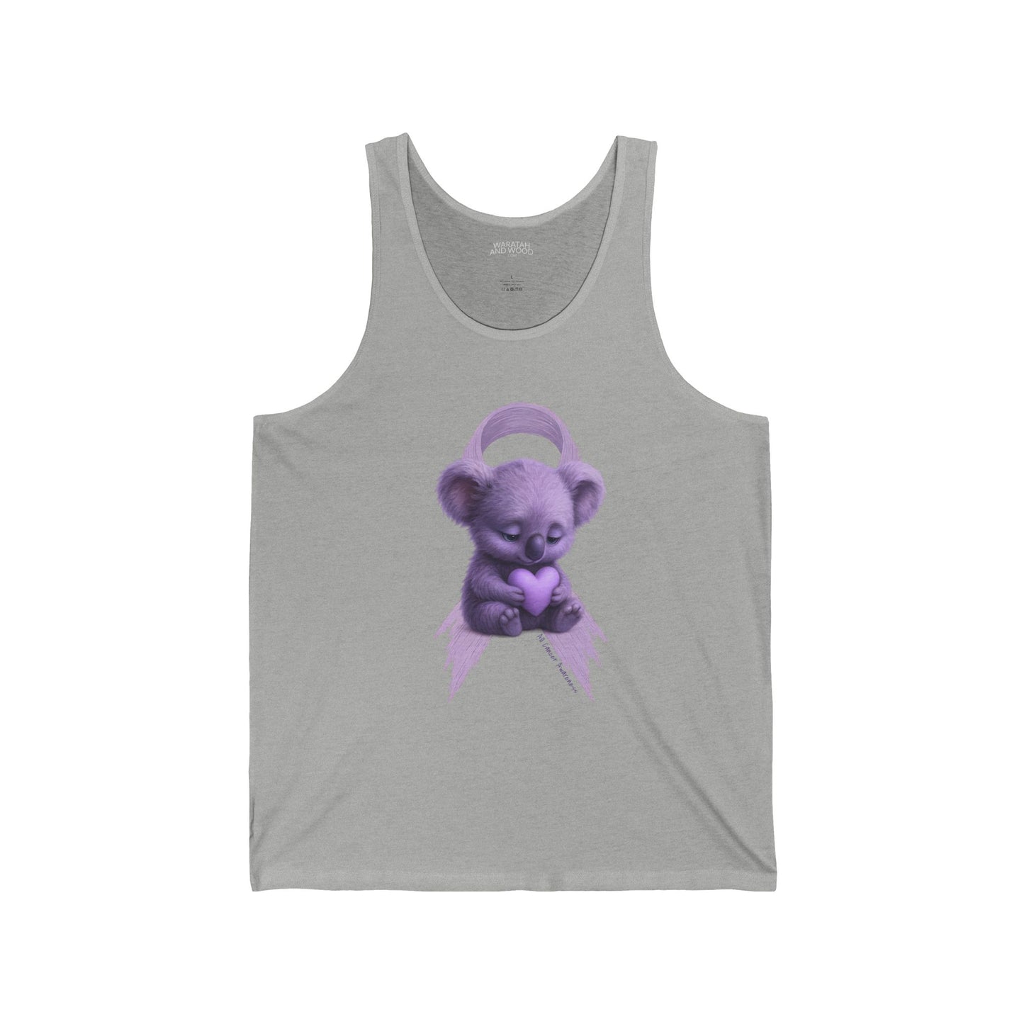 All Cancer Awareness Koala – Lavender Heart  - Adult Tank Top | Waratah and Wood Comfort and Courage Collection