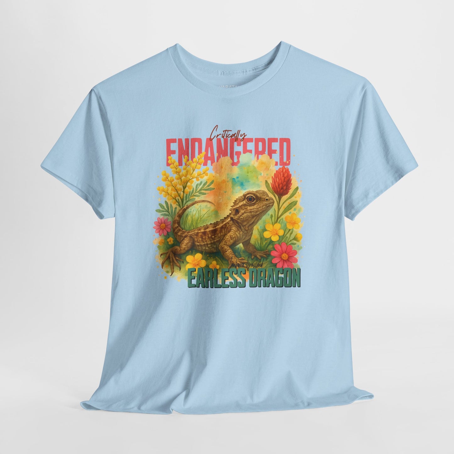 Critically Endangered Canberra Grassland Earless Dragon - Adult T-Shirt – Australian Wildlife Awareness