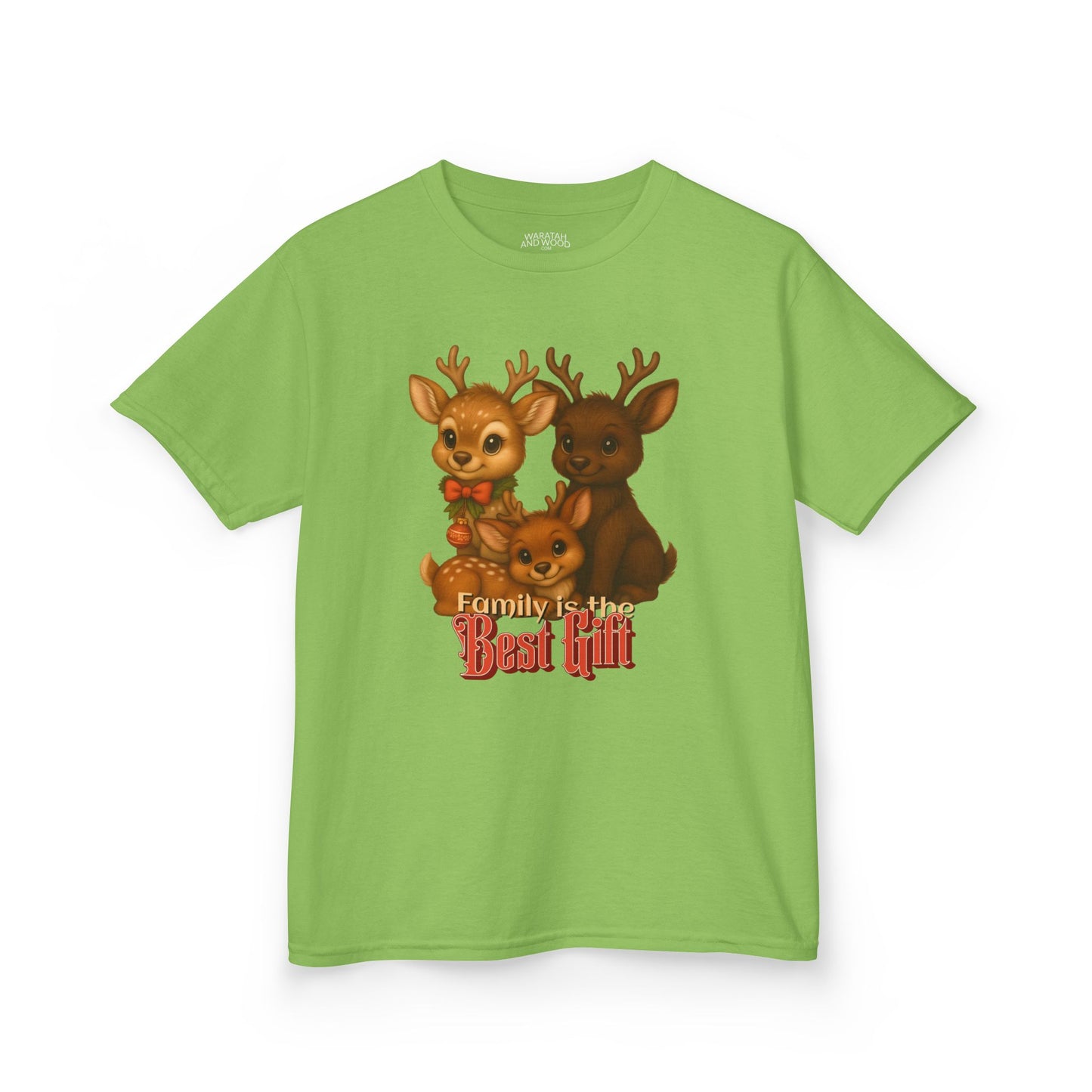 Family is the Best Gift – Kids T-Shirt | Kangaroo Christmas Design | Gumleaf Gang Festive Friends