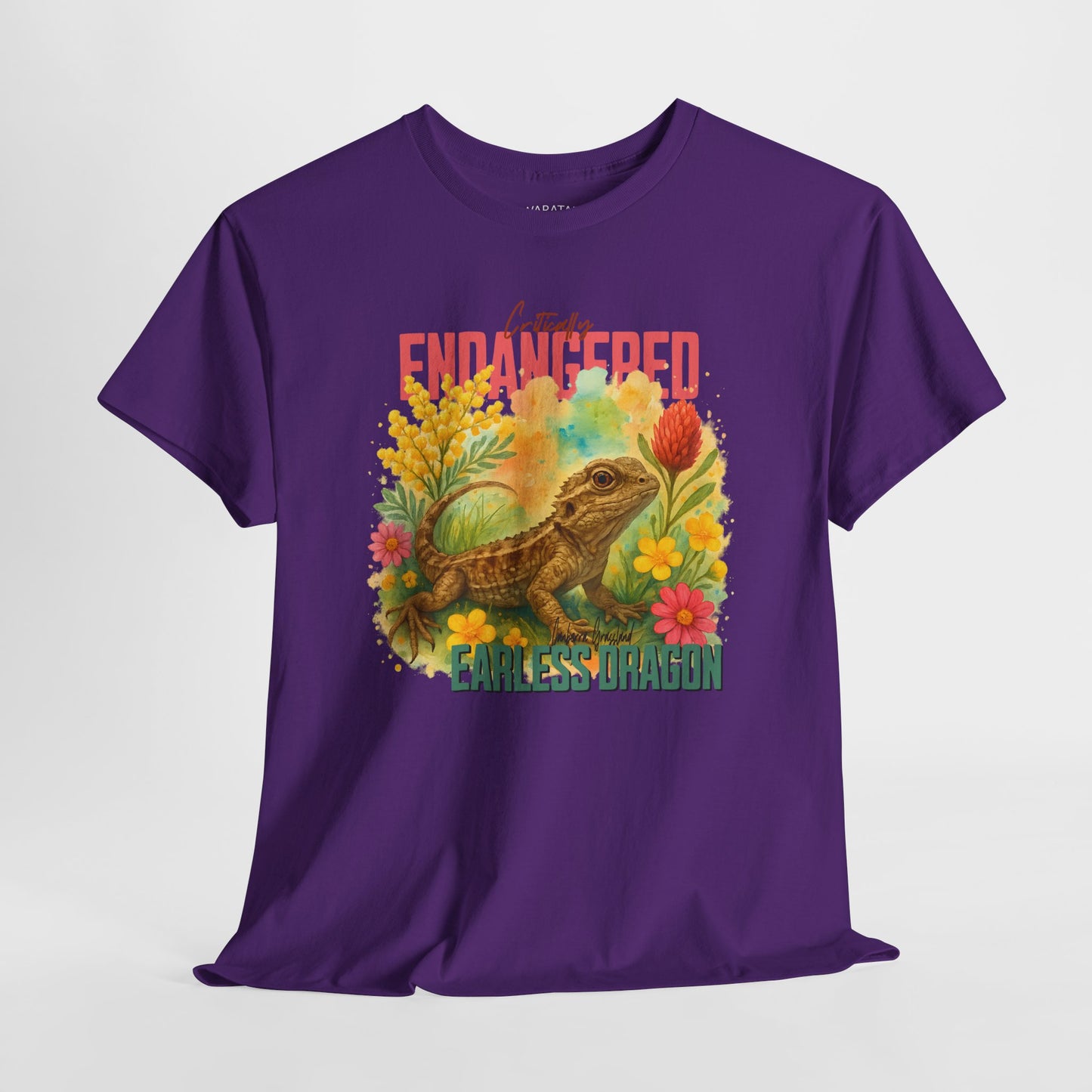 Critically Endangered Canberra Grassland Earless Dragon - Adult T-Shirt – Australian Wildlife Awareness