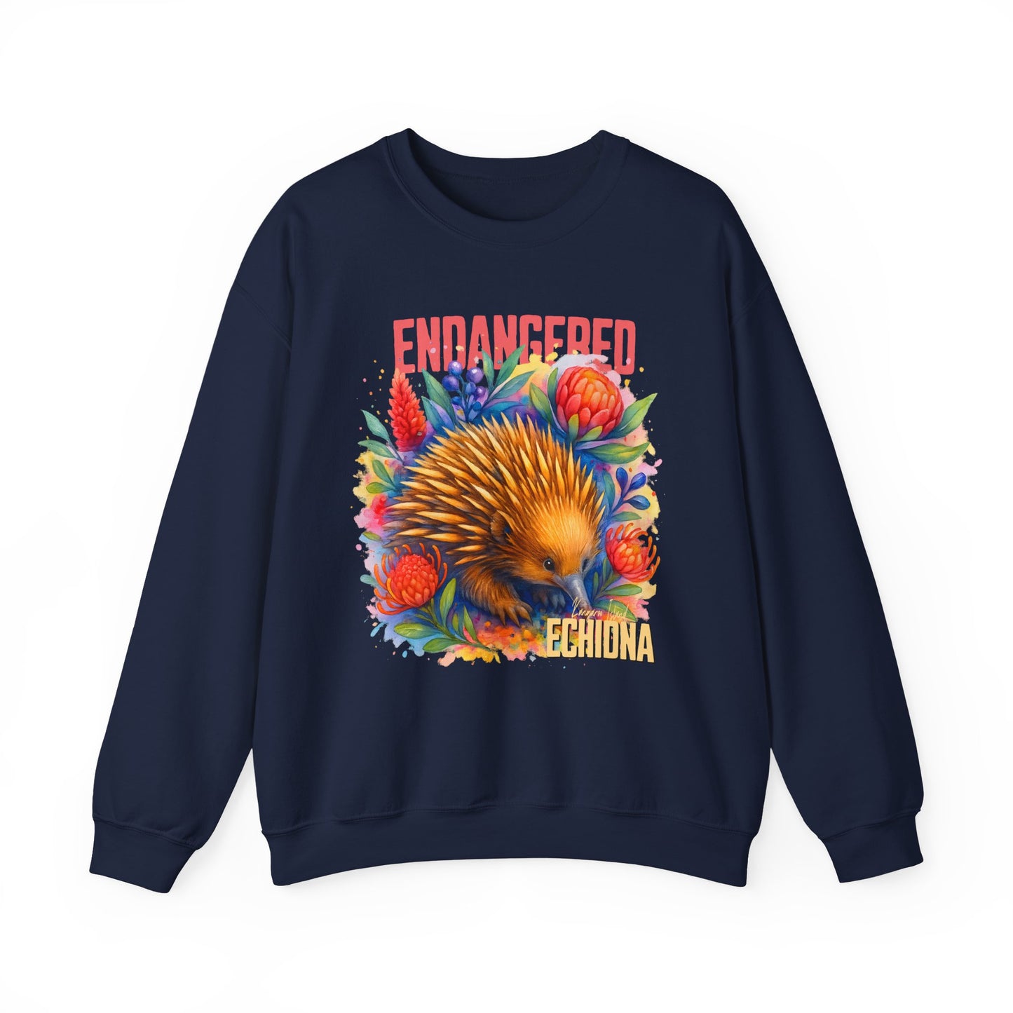 Endangered Kangaroo Island Echidna – Adult Sweatshirt | Australian Wildlife Conservation Design | Waratah and Wood Hearts and Habitats