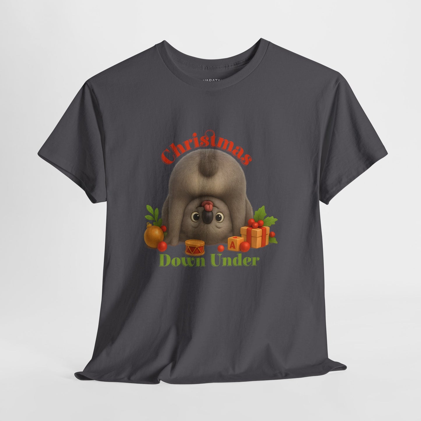 Christmas Down Under – Adult T-Shirt | Upside Down Koala Christmas Design | Gumleaf Gang Festive Friends