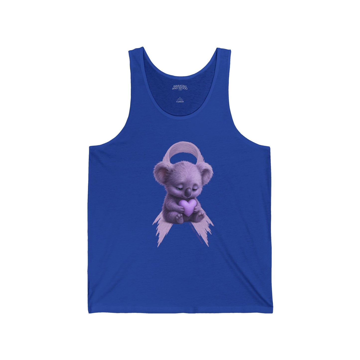 All Cancer Awareness Koala – Lavender Heart  - Adult Tank Top | Waratah and Wood Comfort and Courage Collection