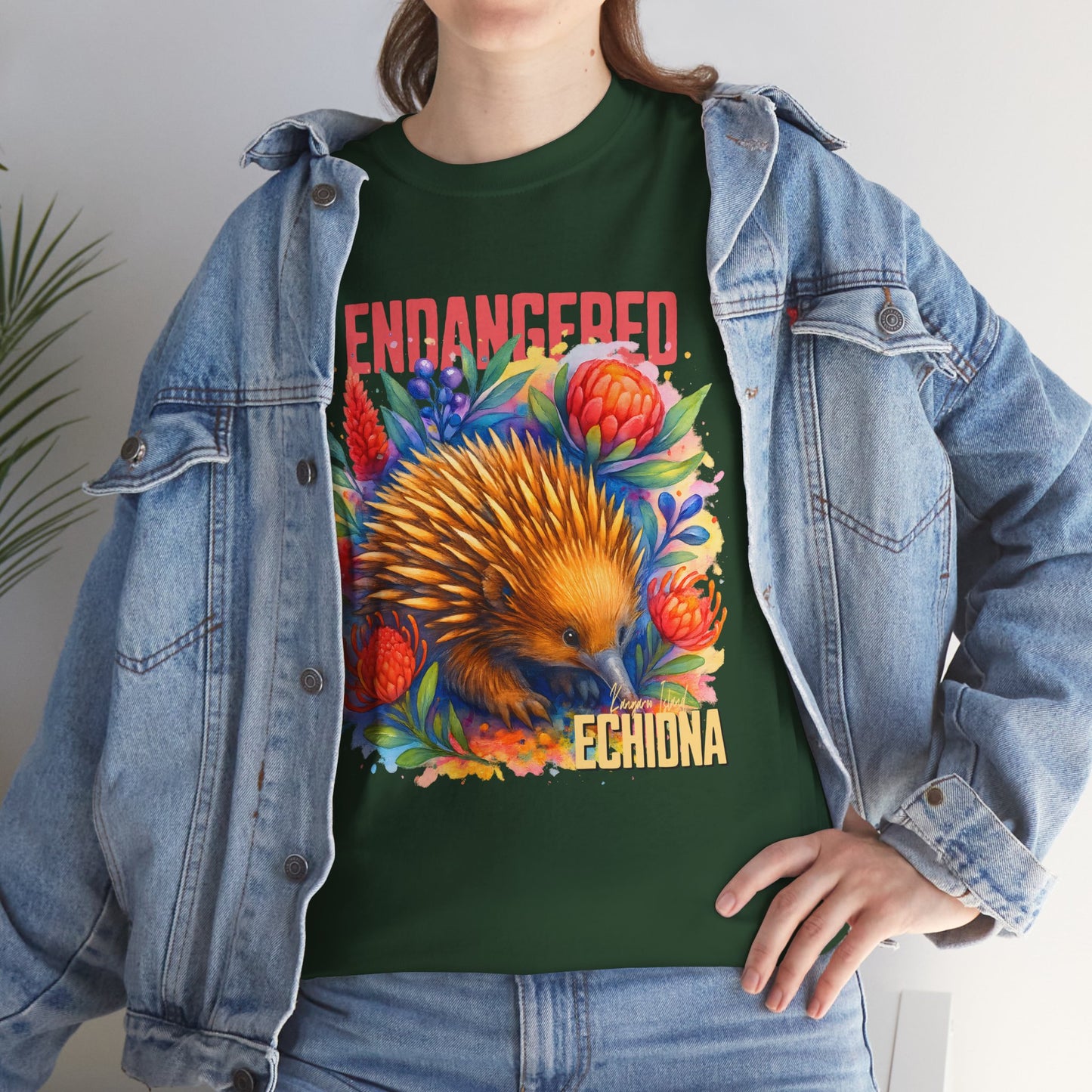 Endangered Kangaroo Island Echidna – Adult T-Shirt | Australian Wildlife Conservation Design | Waratah and Wood Hearts and Habitats