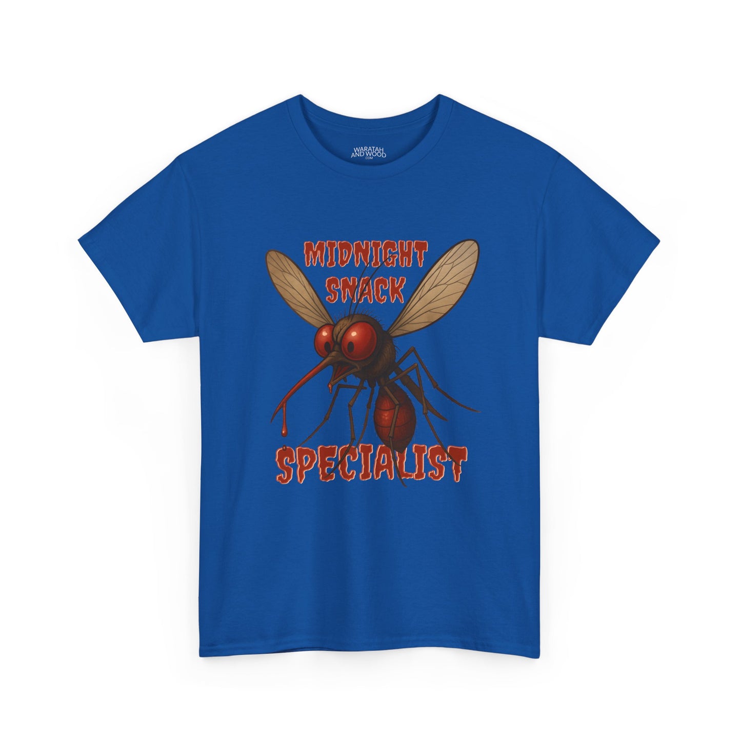 Midnight Snack Specialist – Adult T-Shirt | Funny Aussie Mozzie Vampire Design | Waratah and Wood Pride and Play Collection