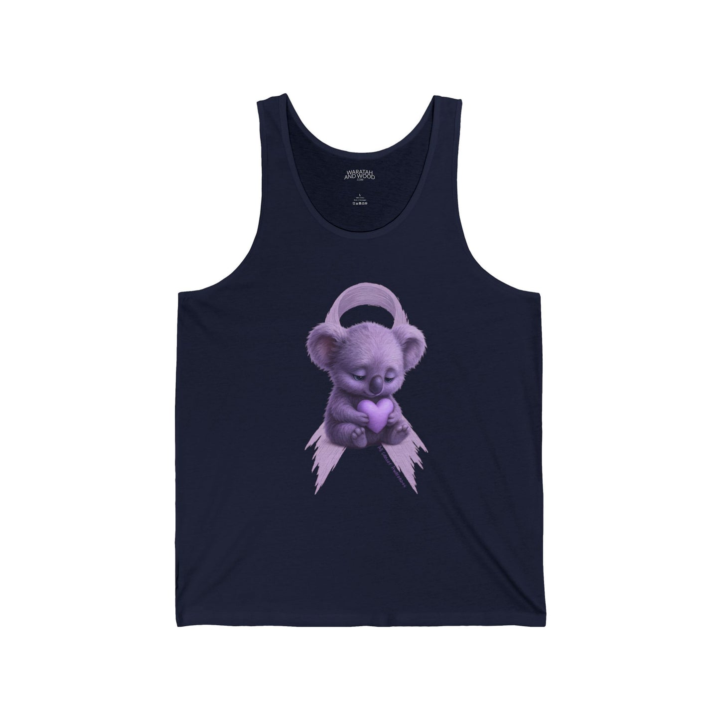 All Cancer Awareness Koala – Lavender Heart  - Adult Tank Top | Waratah and Wood Comfort and Courage Collection