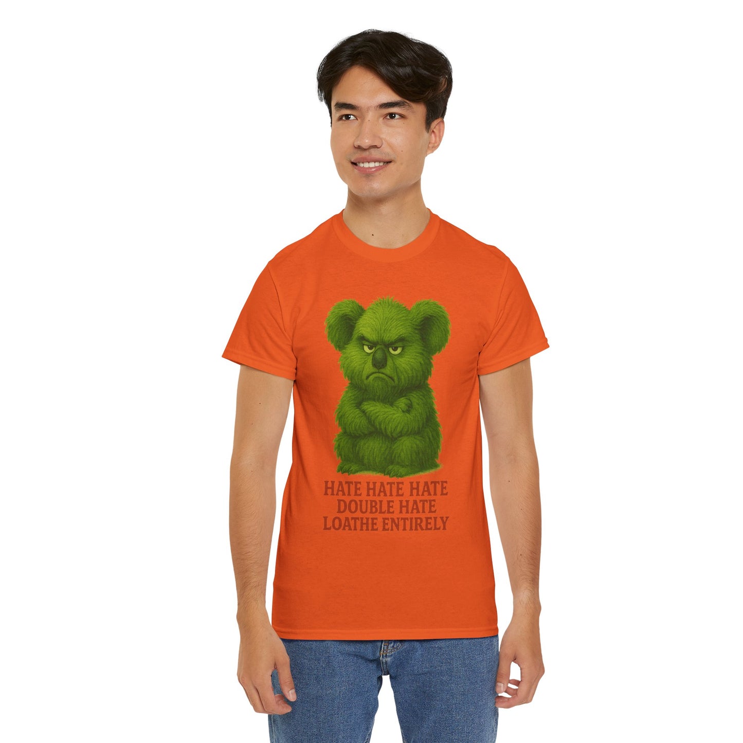 Grumpy Green Koala Christmas – Adult T-Shirt | Native Wildlife Design | Gumleaf Gang Festive Friends
